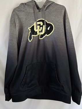 Colorado Buffaloes CU Logo Gray-to-Black Ombre Hoodie